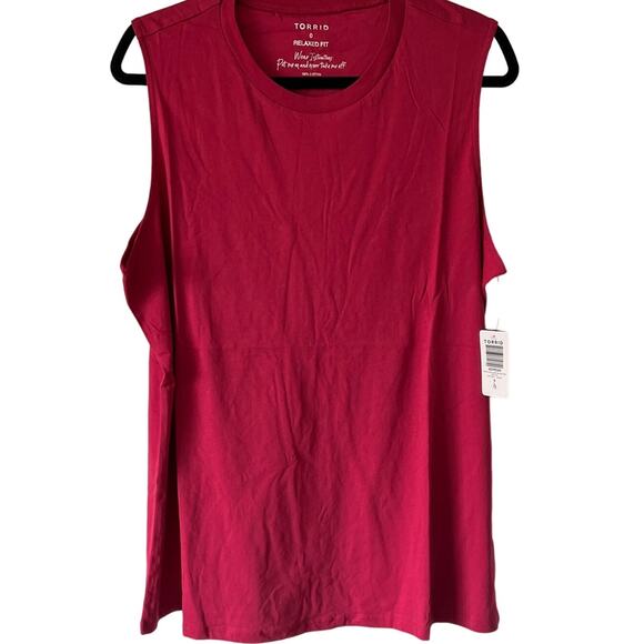 Torrid Women's Deep Pink Vintage Cotton Jersey High Neck Tank - Size 0 - NWT - Picture 1 of 8